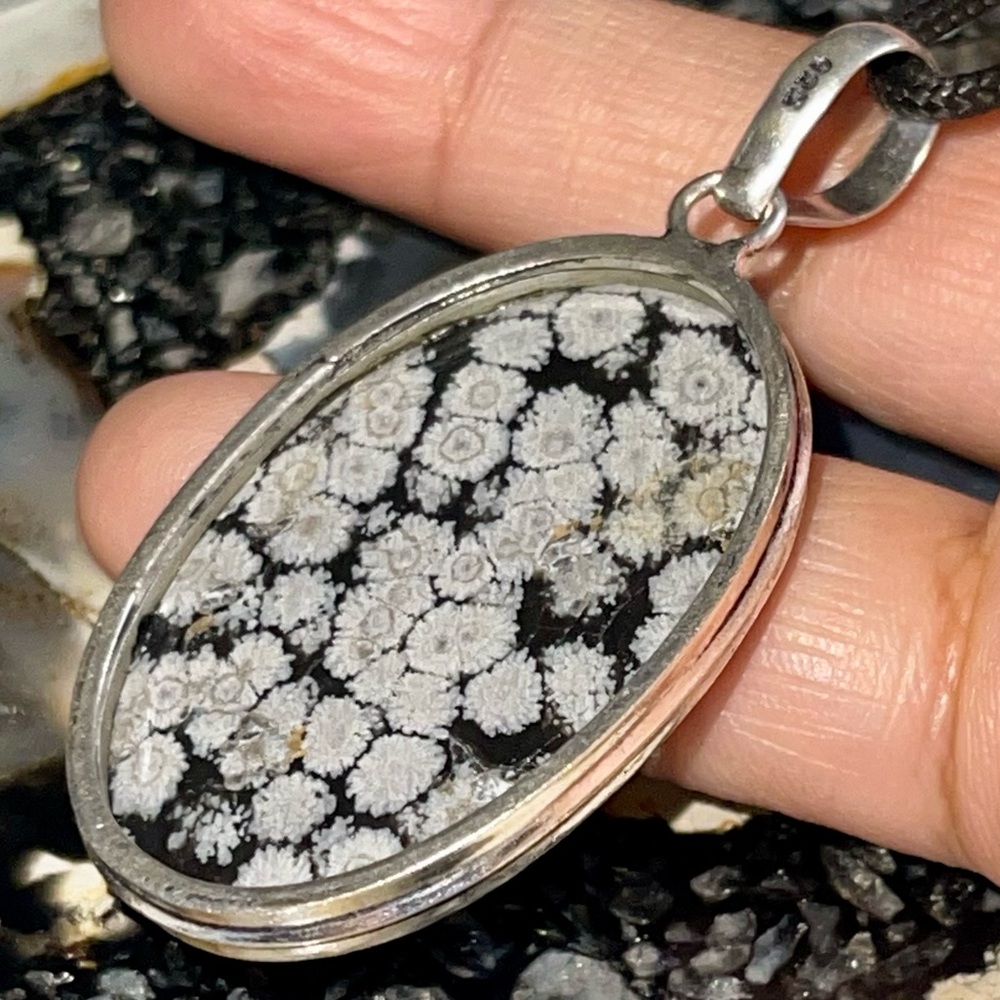 Snowflake Obsidian Pendant 2” - Picture 5 of 15